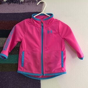 Baby girls 3-6M Under Armor Pink & Teal zip-up atheletic jacket